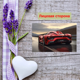 Мини открытка - карточка "Красный Ferrari", бирка для подарков, односторонние, 20 шт