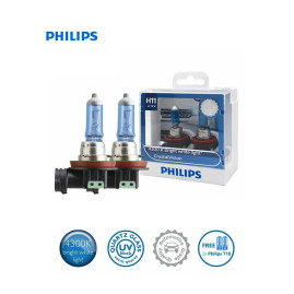 Лампа автомобильная галогеновая H11, 12V, 55Вт, CRYSTAL VISION, PHILIPS 12362CVSM, комплект 2+2 W5W
