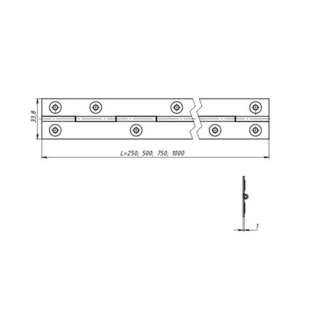 Петля рояльная L-500 мм, цинк, Россия - Артикул 9156711