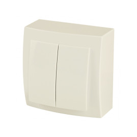 Выключатель двухклавишный открытой проводки цвет Бежевый NILSON