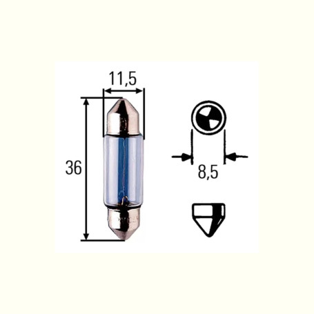 Лампа автомобильная накаливания C5W, 24V, 5Вт, SV8.5-8, HELLA - 1 шт - Артикул 8GM002092241_HEL