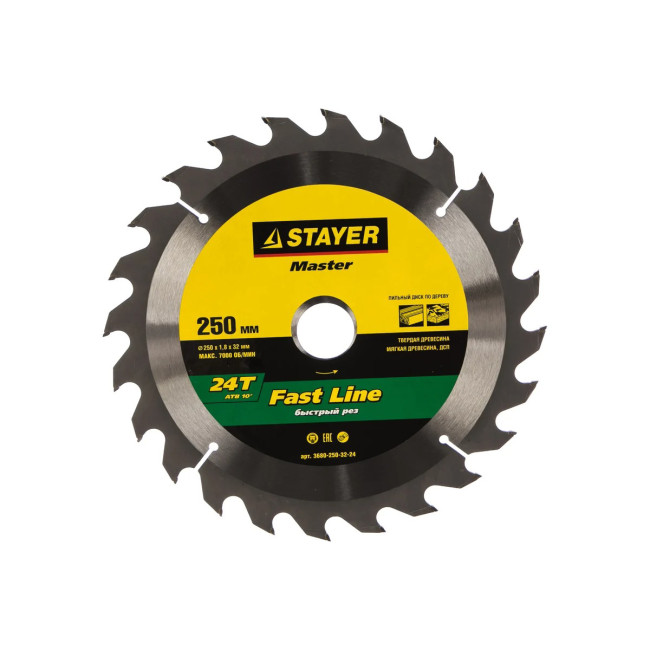 Пильный диск по дереву 250 х 32 мм 24 зуба - Артикул 250-32-24