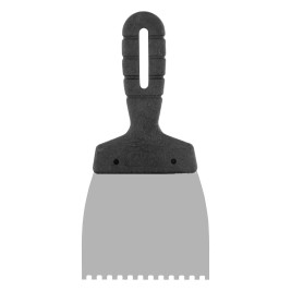 Шпатель из нержавеющей стали, 100 мм, зуб 4 х 4 мм, пластмассовая ручка