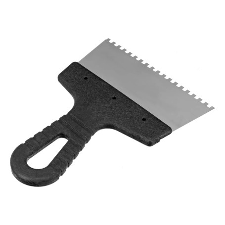 Шпатель из нержавеющей стали, 150 мм, зуб 4 х 4 мм, пластмассовая ручка - Артикул 8545511