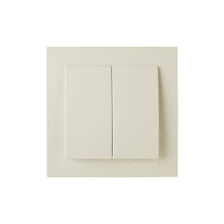 Выключатель двухклавишный, скрытой проводки цвет Бежевый NILSON - Артикул 24121003