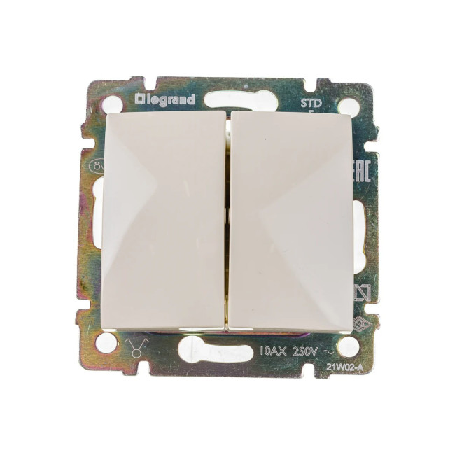 Выключатель двухклавишный, слоновая кость, Legrand Valena, 774305 - Артикул 774305