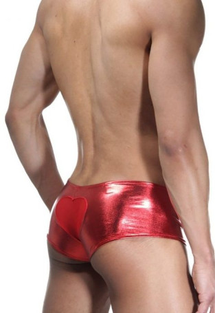 Ярко-красные трусы-хипсы из гладкого блестящего материала - Артикул 399641