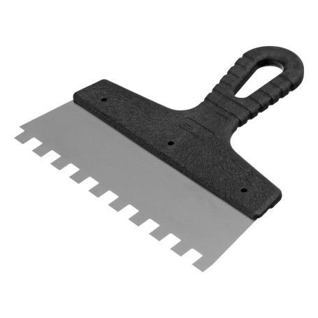 Шпатель из нержавеющей стали, 200 мм, зуб 10 х 10 мм, пластмассовая ручка - Артикул 8548211