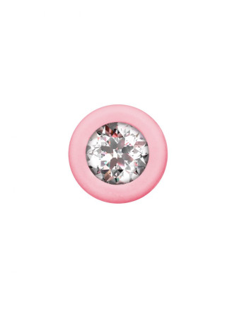 Розовая анальная цепочка с кристаллом Chummy - 16 см. - Артикул 228524